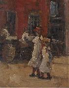 Georges Lemmen Girls strolling on the street oil painting artist